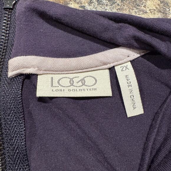 LOGO Lori Goldstein Top Mock Neck Minimalist Streetwear Normcore Purple Size 2X - Picture 3 of 6